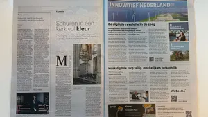 Krantenartikel in De Trouw waarin Iebele Otten van WeSeeDo vertelt over de inzet van beeldbellen in de zorg.