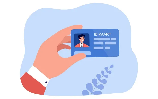 Illustratie van een hand die een ID kaart omhoog houdt